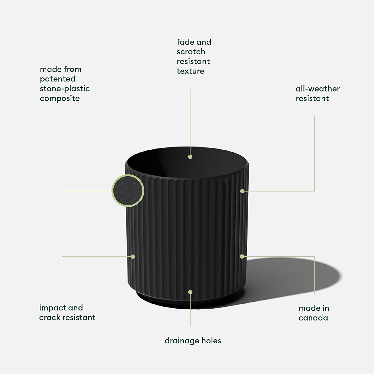 Veradek Demi Series Round Planter for Porch, Patio, Backyard | Durable Plastic-Concrete Material | Modern Décor for Tall Plants, Flowers