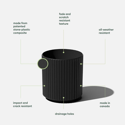 Veradek Demi Series Round Planter for Porch, Patio, Backyard | Durable Plastic-Concrete Material | Modern Décor for Tall Plants, Flowers