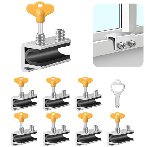 Sliding Window Lock 8 Sets，Adjustable Aluminum Stopper for Window Security
