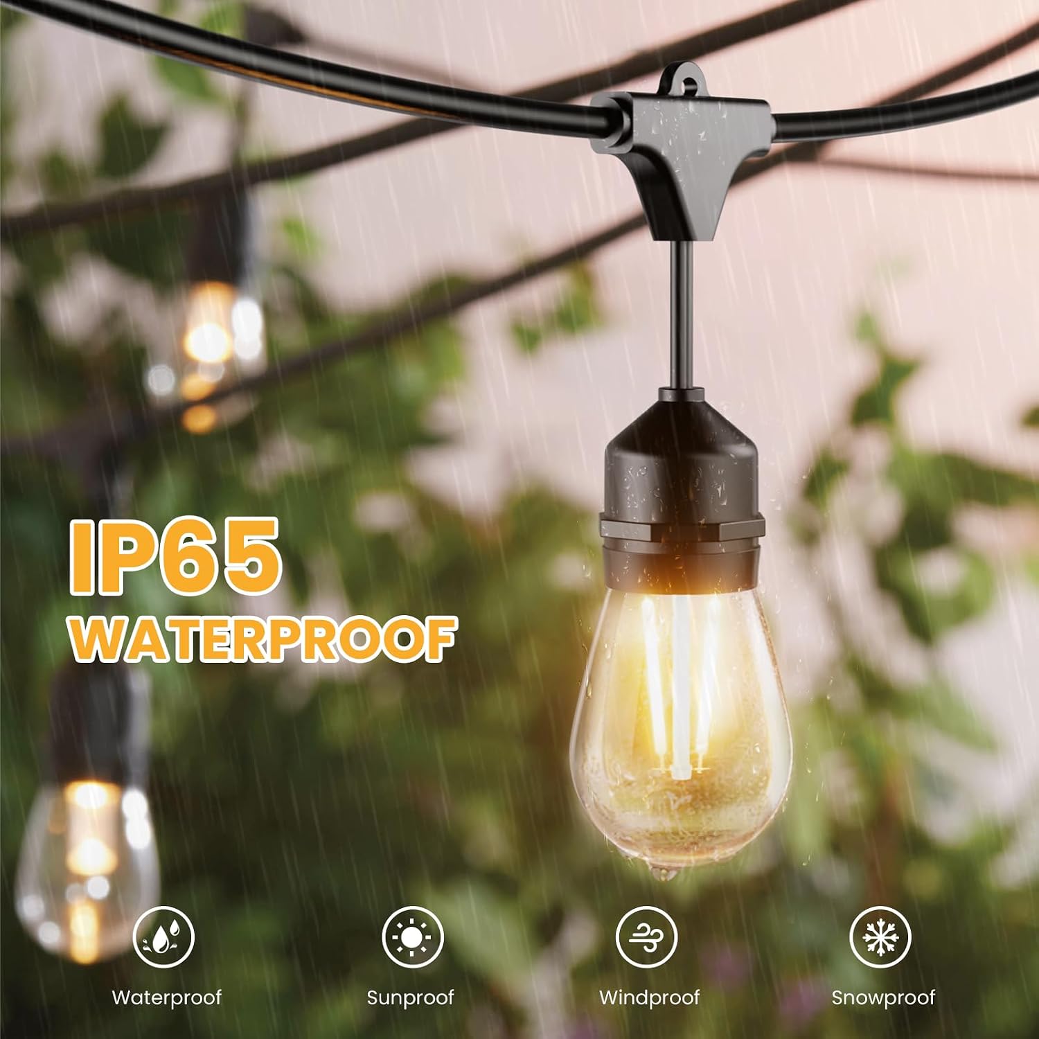 Svater 144 FT Outdoor String Lights 2W LED Outside Edison Waterproof ETL