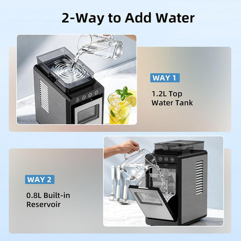 Antarctic Star Ice Maker, Portable Ice Machine with Self-Cleaning Function, 8 Cubes in 6 Mins Fast Countertop Ice Making, Compact Ice Cube Maker for Home, Kitchen, RV, Travel, Steel
