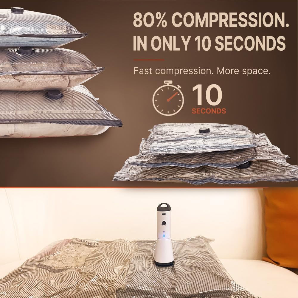 Vacbird Travel Vacuum Bags with Rechargeable Pump, Carry-On Space Saver