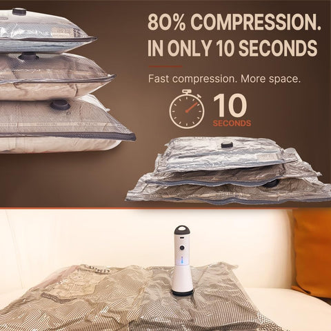 Vacbird Travel Vacuum Bags with Rechargeable Pump, Carry-On Space Saver