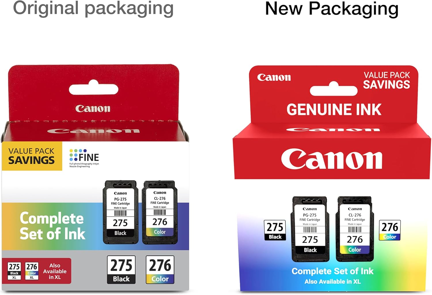 Canon PG-275 / CL-276 Genuine Ink Value Pack (2 Cartridges), Compatible with TS3520/3522/4722/3720/3722, TR4720 (Pack of 12)