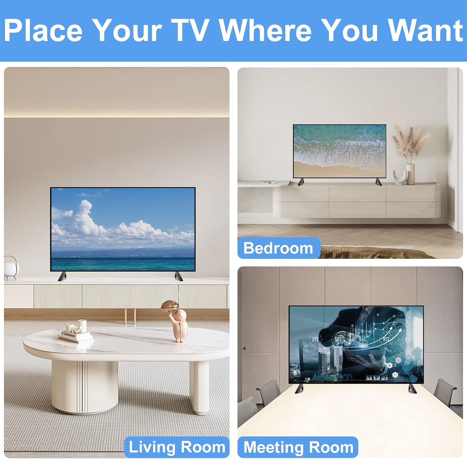 TV Legs for TCL Roku TV Stand Legs, for 28" 32" 40" 43" 49" 50" 55" 65" Roku Smart TV, Replacement Legs for TCL TV Legs 55S401 50S546 50S423 43S431 40S325 28S405 with Screws