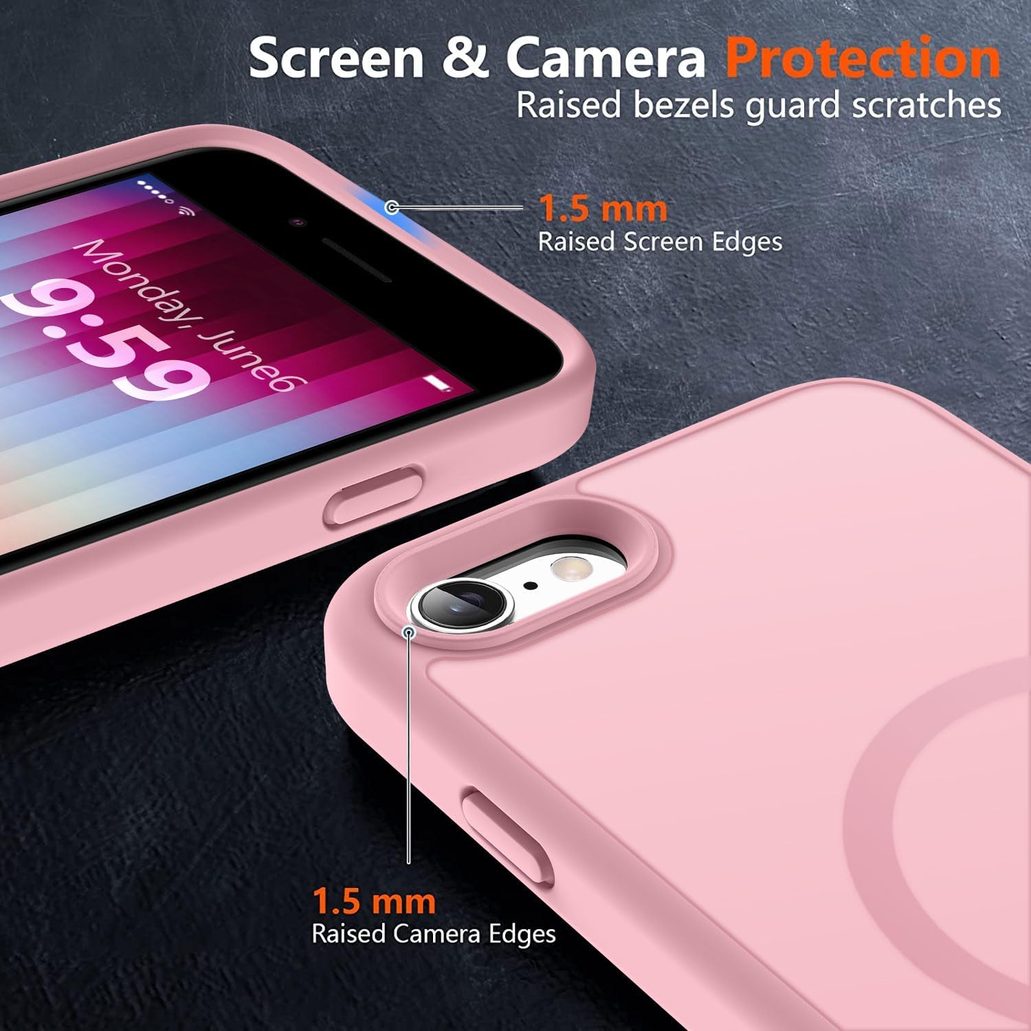MOCCA Magnetic Shockproof for iPhone SE 2022 Case,Pink