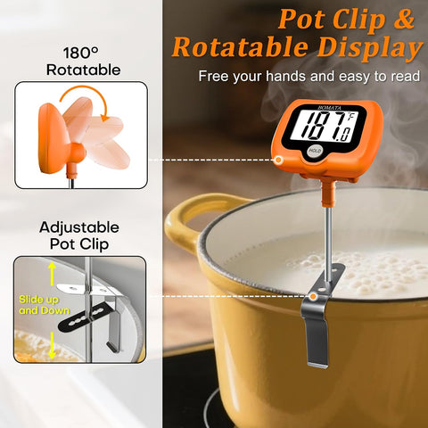 BOMATA Digital Candy Thermometer with Pot Clip, Deep Fry Oil Thermometer