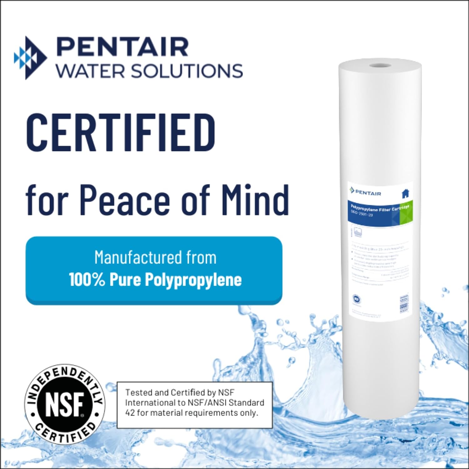 Pentair Pentek DGD-2501-20 Big Blue Sediment Water Filter, 20-Inch, Whole House Dual-Gradient Density Spun Polypropylene Cartridge, 20" x 4.5", 1 Micron, Pack of 2