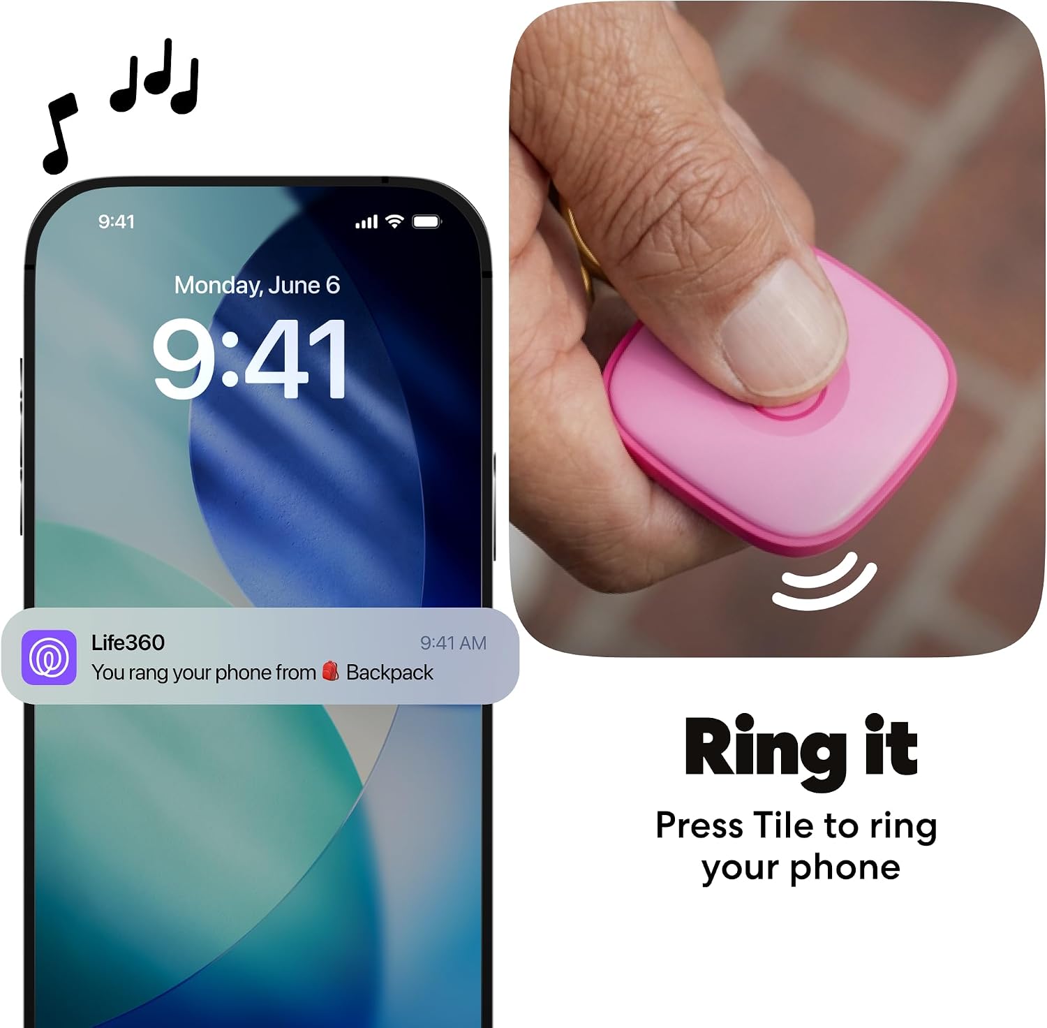 Life360 Tile - Bluetooth Tracker, Keys Finder and Item Locator for Keys, Bags and More. Phone Finder. Both iOS and Android Compatible. 1-Pack (Pink Punch)