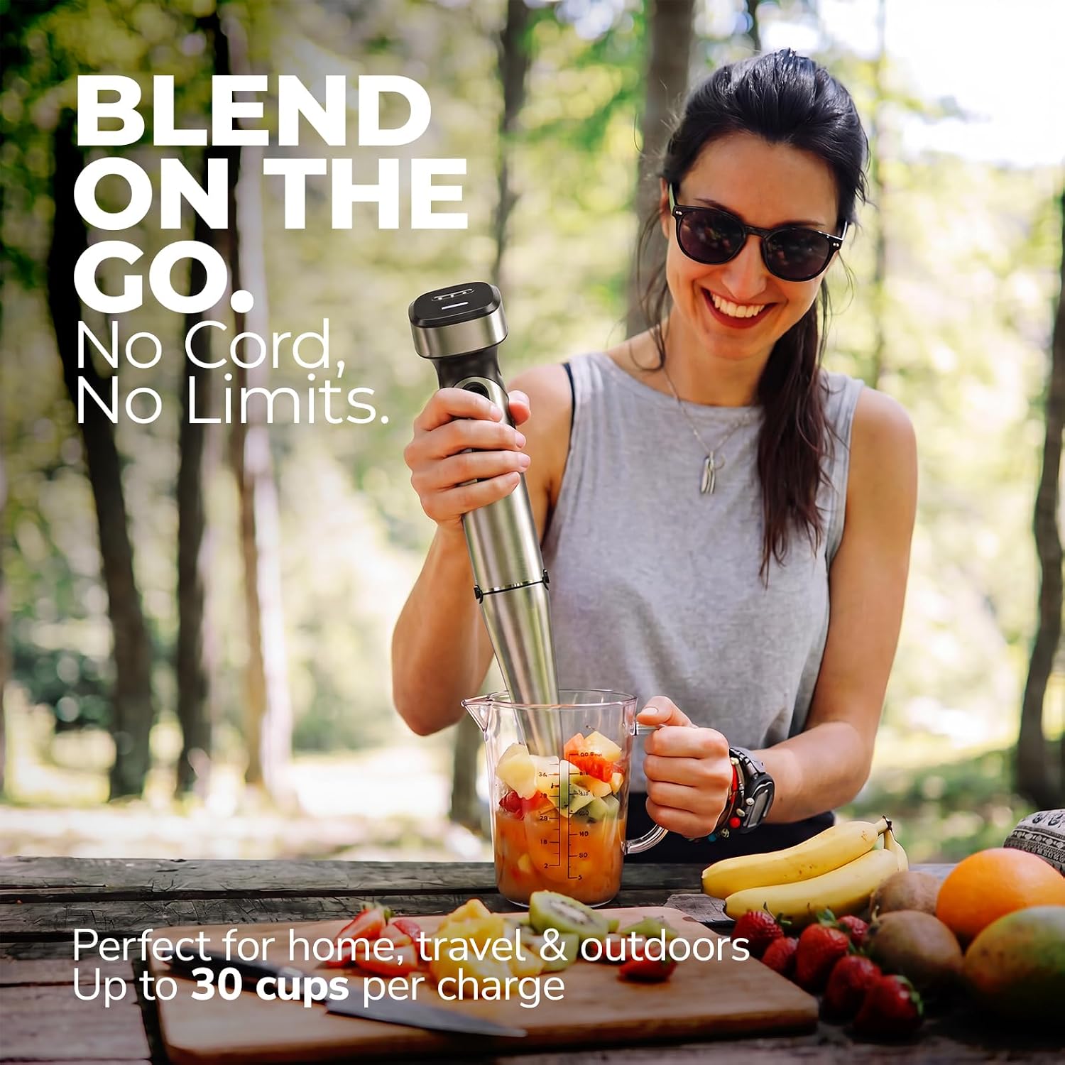Turelar Cordless Immersion Blender Handheld with Rechargeable Battery