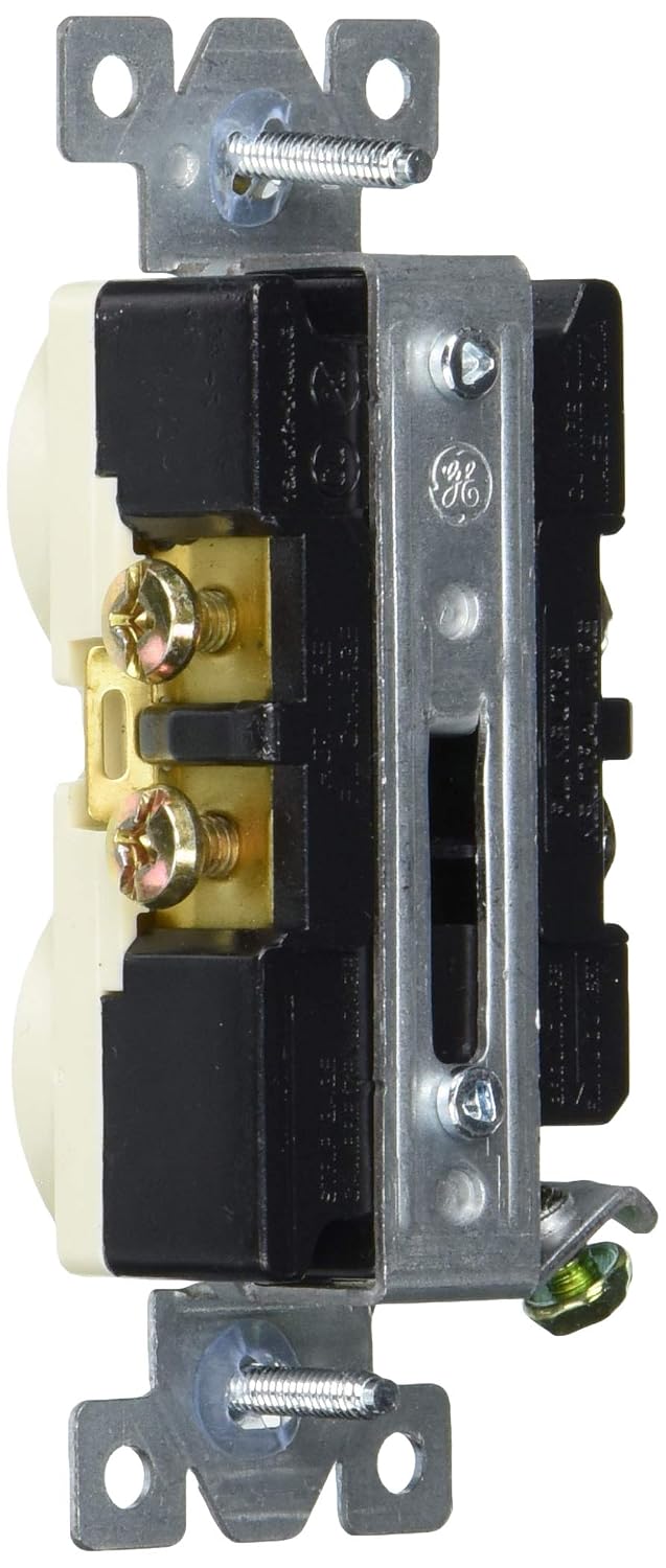 GE Duplex Wall Outlet, 2 Grounded Outlets, Light Almond