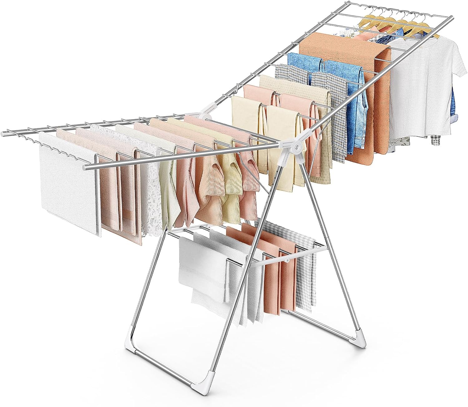 Sakugi Clothes Drying Rack, 55.5" Adjustable Wings, Foldable Design