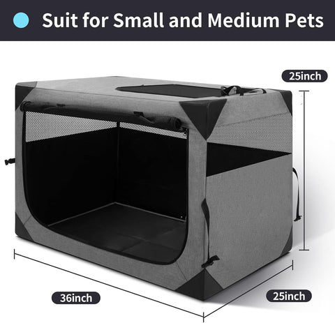 Zikopomi 36 Inch Portable Soft Foldable Dog Crate, 36" L x 25" W x 25" H