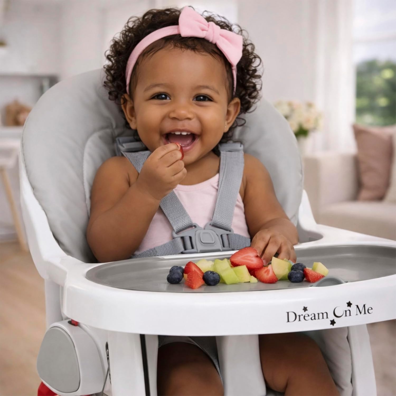 Dream On Me TableTalk 2-in-1 Convertible High Chair, 5-Point Harness, Gray