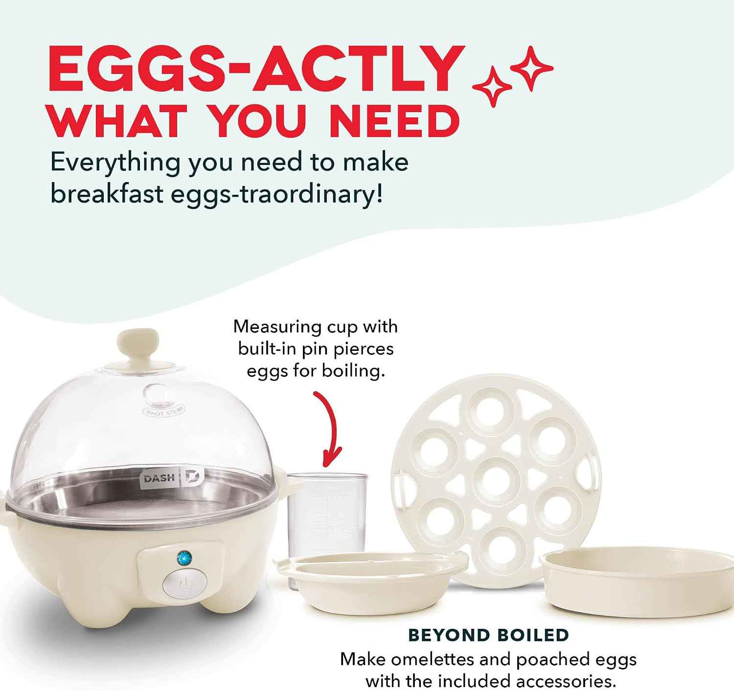 Dash Rapid Egg Cooker, 7 Hard Boiled Eggs, Cream