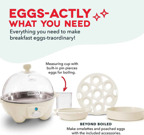 Dash Rapid Egg Cooker, 7 Hard Boiled Eggs, Cream