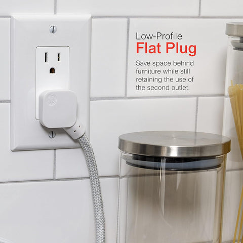 GE 3-Outlet Power Strip 5 Inch Braided Extension Cord with Multiple Outlets
