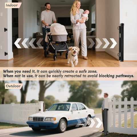 Miumoon 120 inch Reinforced Retractable Baby Gates 34 inch Tall