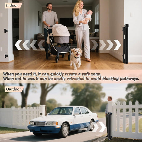 Miumoon 200 inch Reinforced Retractable Baby Gates 42 inch Tall