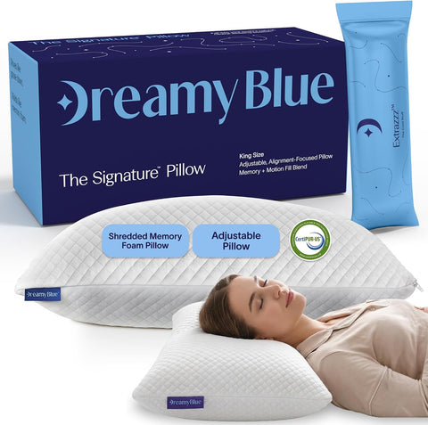 DreamyBlue Signature Adjustable Shredded Memory Foam Pillow Queen