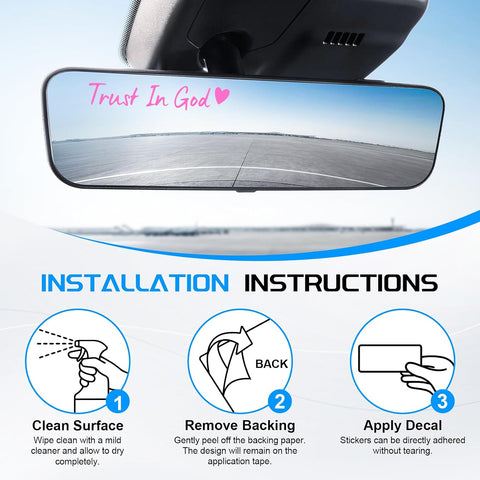 JUSTTOP 4PCS Car Decals,Decorative Rearview Mirror Sticker,Trust in God Car Stickers,Auto Stickers and Decals,Cute Car Decor for Women,Car Accessories,Fits Most Vehicles,Direct-Stick(Pink)