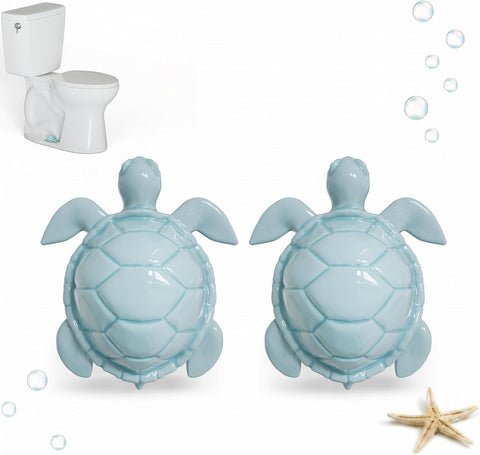 Sea Turtle Ceramic Toilet Bolt Covers Decorative Bathroom, 2 Pack, Blue