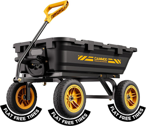 CAMMOO 10-in NO-Flat Tires 900lb Garden Dump Cart Wheelbarrow Garden Wagon
