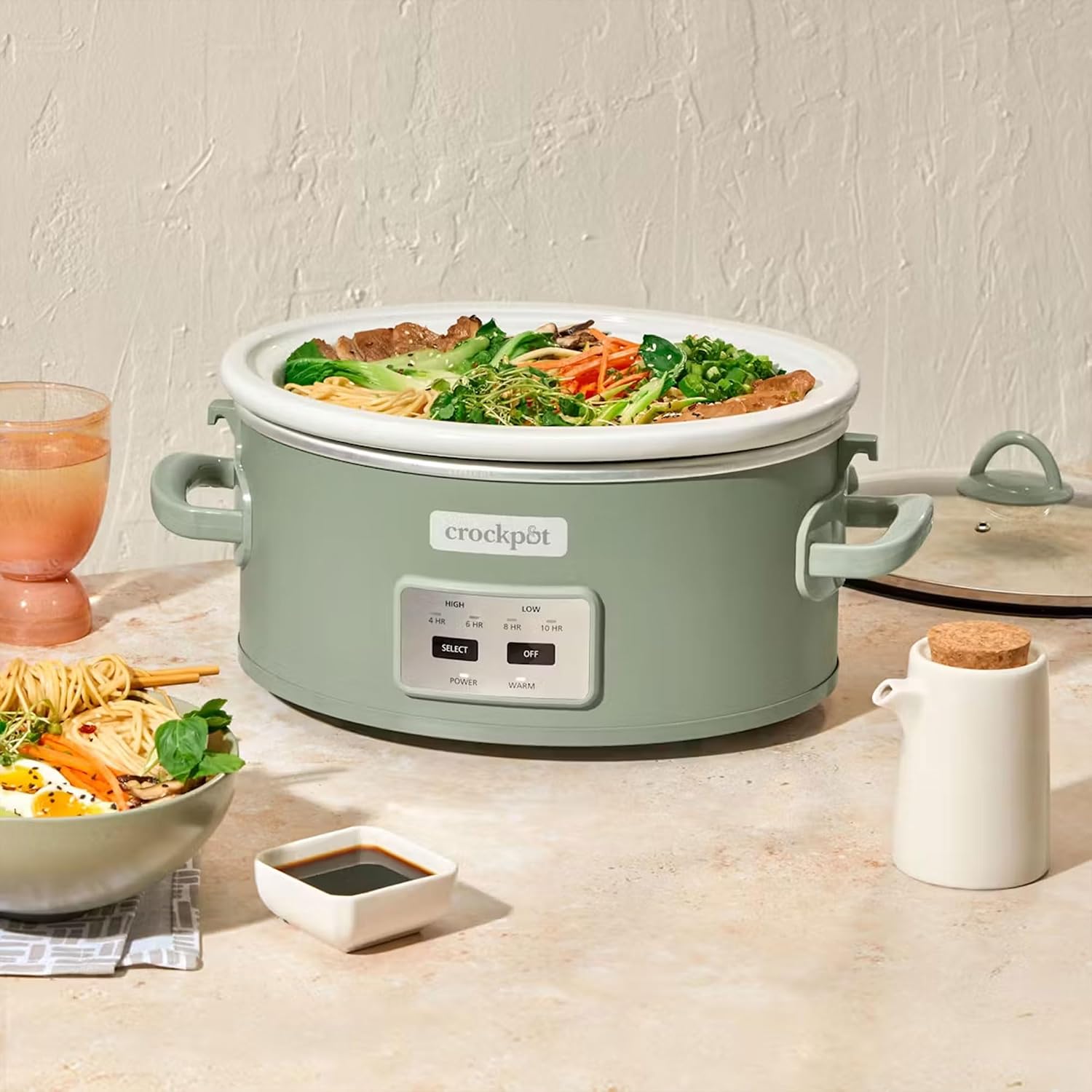 Crock-Pot Locking Lid 6qt Cook and Carry Programmable Slow Cooker, Green