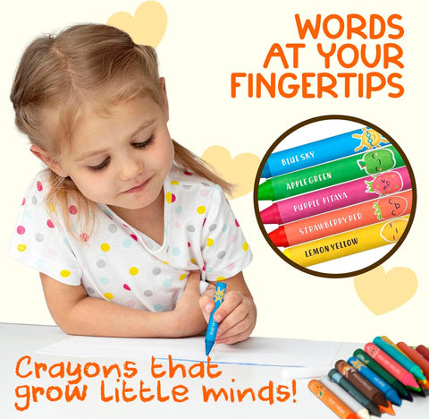 TinyGeeks Jumbo Crayons (18 Colors) – Non-Toxic, Washable Crayons for Toddlers and Kids (Ages 1-8) – Easy-to-Hold - Ideal for Travel, Art, and Learning