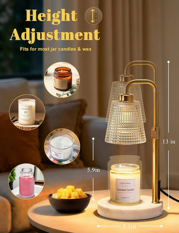 Marble Candle Warmer Lamp with Timer, Birthday Gifts for Women, Room Decor