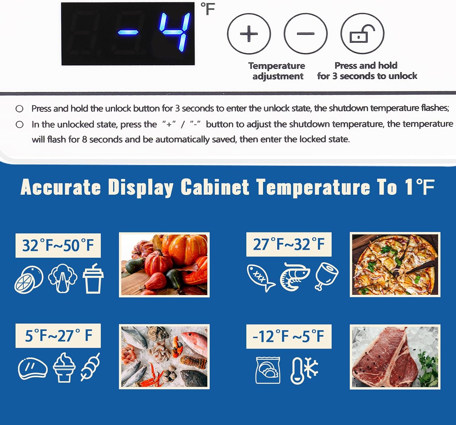 DEMULLER 63L Mini Deep Freezer with Electronic Temperature Control Panel Small Chest Freezers with Two Baskets White (-12℉ to 50℉) Ideal for Home Kitchen Dorm Office