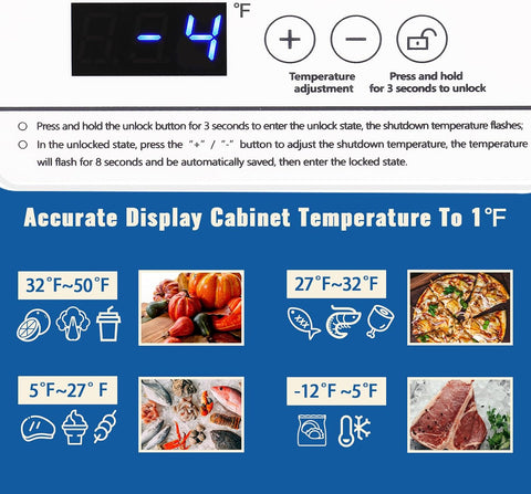 DEMULLER 63L Mini Deep Freezer with Electronic Temperature Control Panel Small Chest Freezers with Two Baskets White (-12℉ to 50℉) Ideal for Home Kitchen Dorm Office