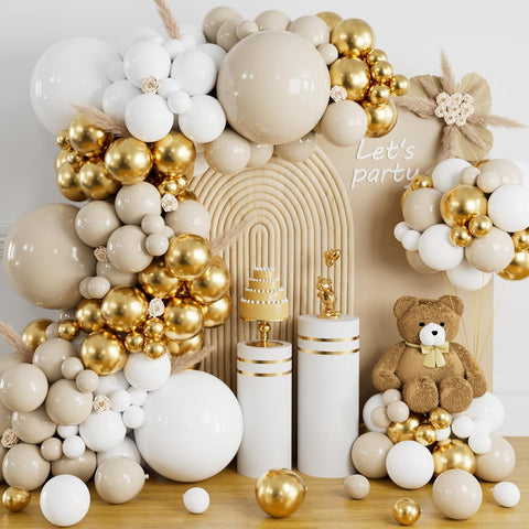 ASIYUHY 100pcs Sand White Latex Balloons 12 Inch Beige Balloons