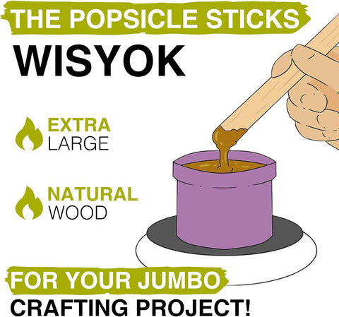 WISYOK 8'' Jumbo Craft Sticks, 42pcs, Birtch Wood