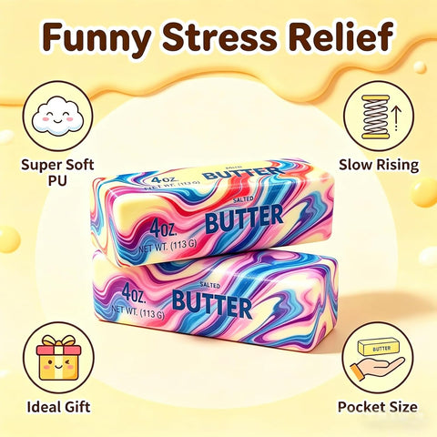 2 Packs Slow Rising Butter Squishy, Squishies Butter Squeeze Toys Pack Sensory Stress Relief Soft & Stretchy Fidget Toy for Party Favors Squishy Butter