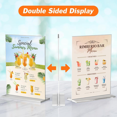 6 Pack Acrylic Sign Holder 8.5 x 11 Inches, Vertical Flyer Display Stand