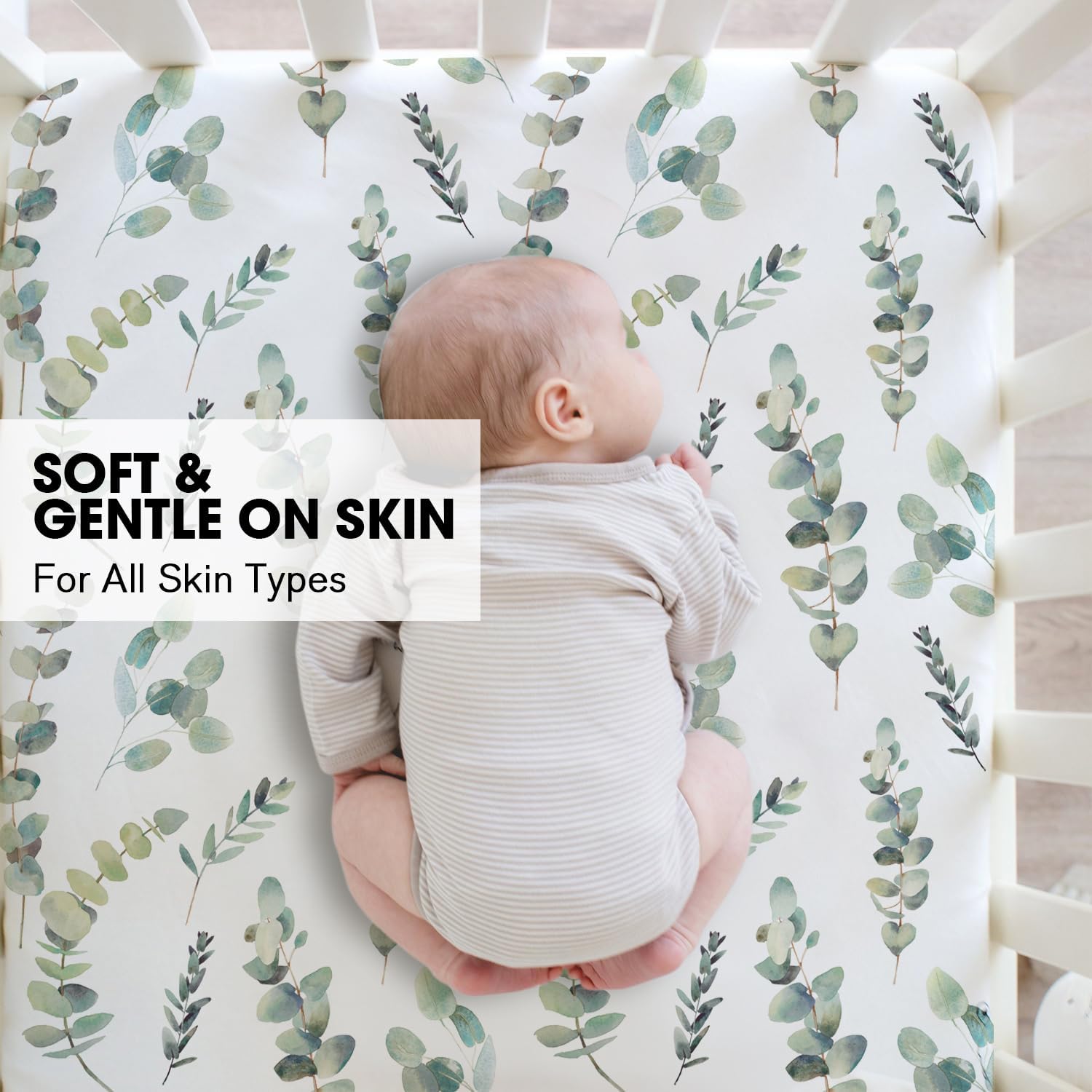 Little Grape Land Crib Sheets 4 Pack for Boys and Girls, Baby Neutral Crib Fitted Sheets for Standard Crib & Toddler Mattress, Super Soft Breathable Fitted Crib Sheet Set, Wildflower & Leaves