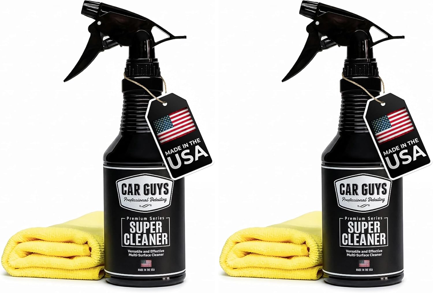 CarGuys Interior Car Cleaner for Tough Stains | Stain Remover for Car Seats, Carpet, Upholstery, & Leather | 18 Oz Kit with Microfiber Towel (Pack of 2)