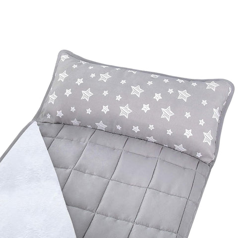 Moonsea Toddler Nap Mat with Pillow and Fleece Minky Blanket Grey