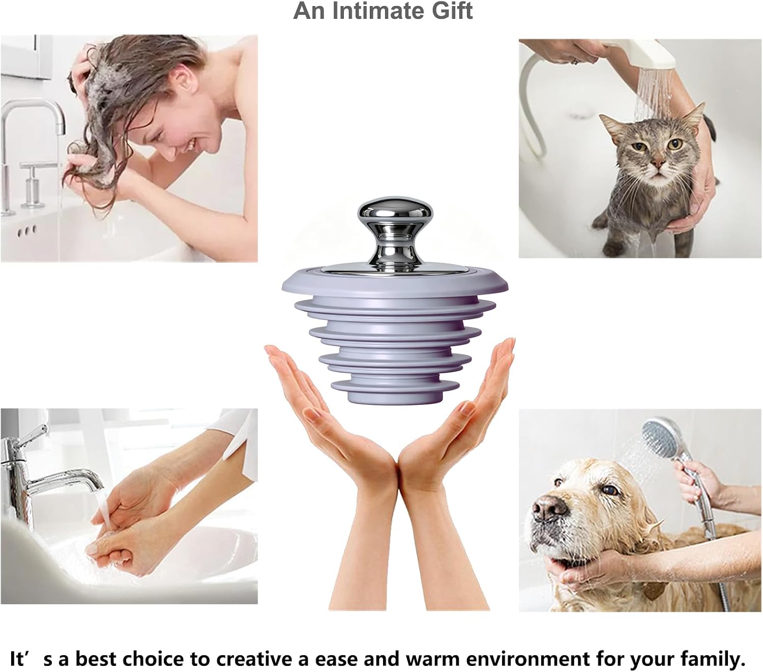 XAJOON Bathtub Drain Stopper,Tub Stopper,Silicone Bathtub Stopper, Washbasin Drain Plug(Gray,Patented Product)