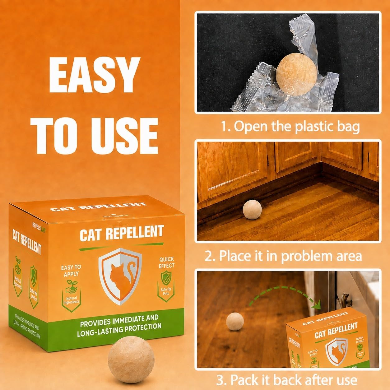 Cat Repellent Outdoor/Indoor, Cat Deterrent Outdoor, Keep Cats Away, Cat Repellent for Yard, Outdoor Cat Repellent, Cat Deterrent Indoor, Safe Around People, Pets & Plants- 12 Packs