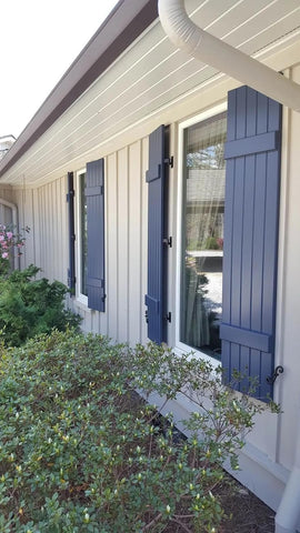 Polaris Homeside 4 Board and Batten Joined Vinyl Shutters (1 Pair) 14-1/2in. x 55in. - 610 Indigo Blue
