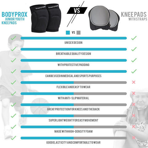 Bodyprox Volleyball Knee Pads for Junior Youth, 1 Pair Unisex (8-13 Years)