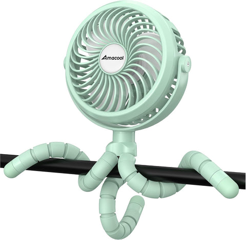 AMACOOL Battery Operated Stroller Fan, Portable Clip On Fan Rechargeable