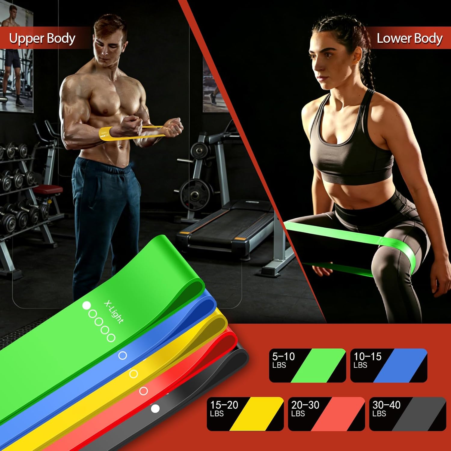 Resistance Bands for Working Out, 5 Levels Exercise Bands Set