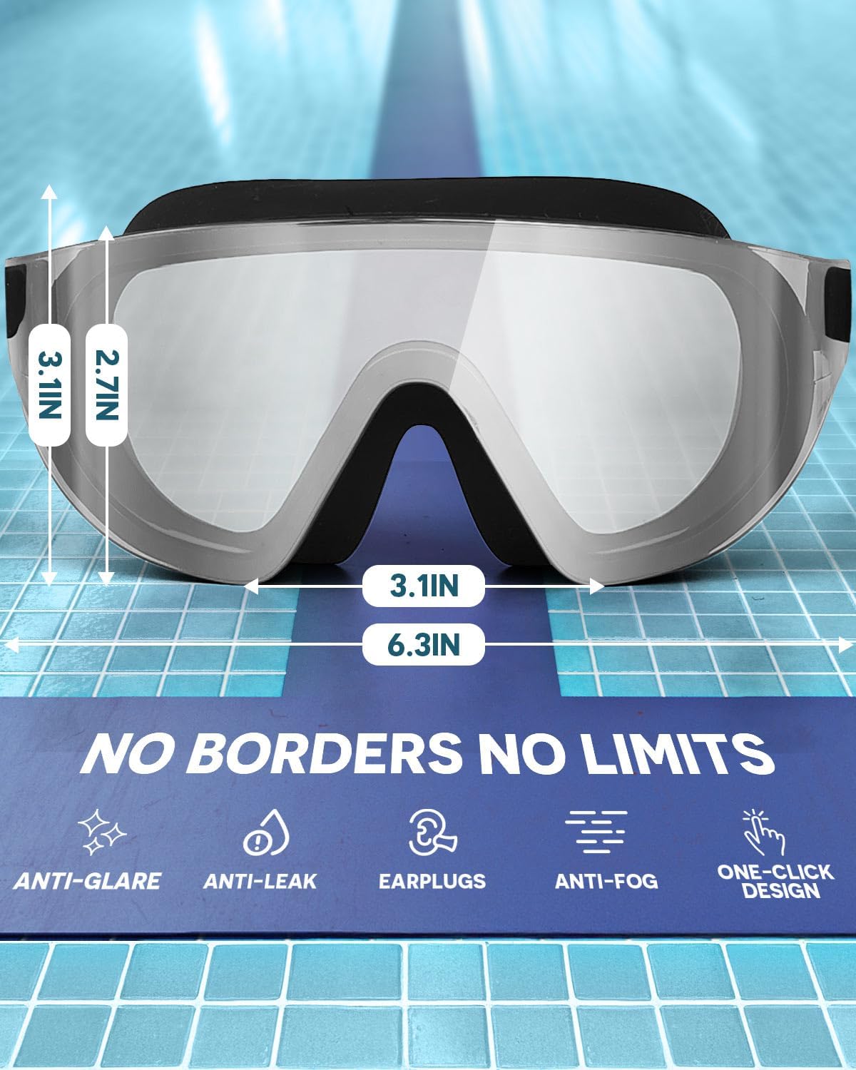 Zoomsnail Swim Goggles 2 Pack, Rimless Wide View Swimming Goggles for Adult, Anti-Fog UV Leaking Pool Goggles for Men Women