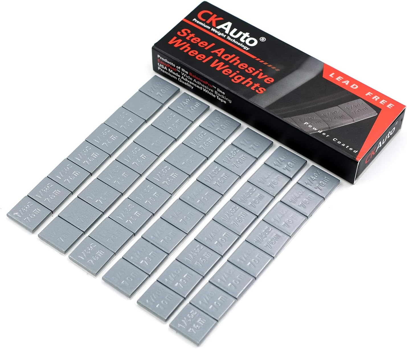 CKAuto 1/4oz, 0.25oz, Grey, Adhesive Stick on Wheel Weights, EasyPeel Type. Cars, Trucks, SUVs, Motorcycles, RC Cars. Low Profile, 12oz/Box, U.S. OEM Quality, (48pcs) (Pack of 2)