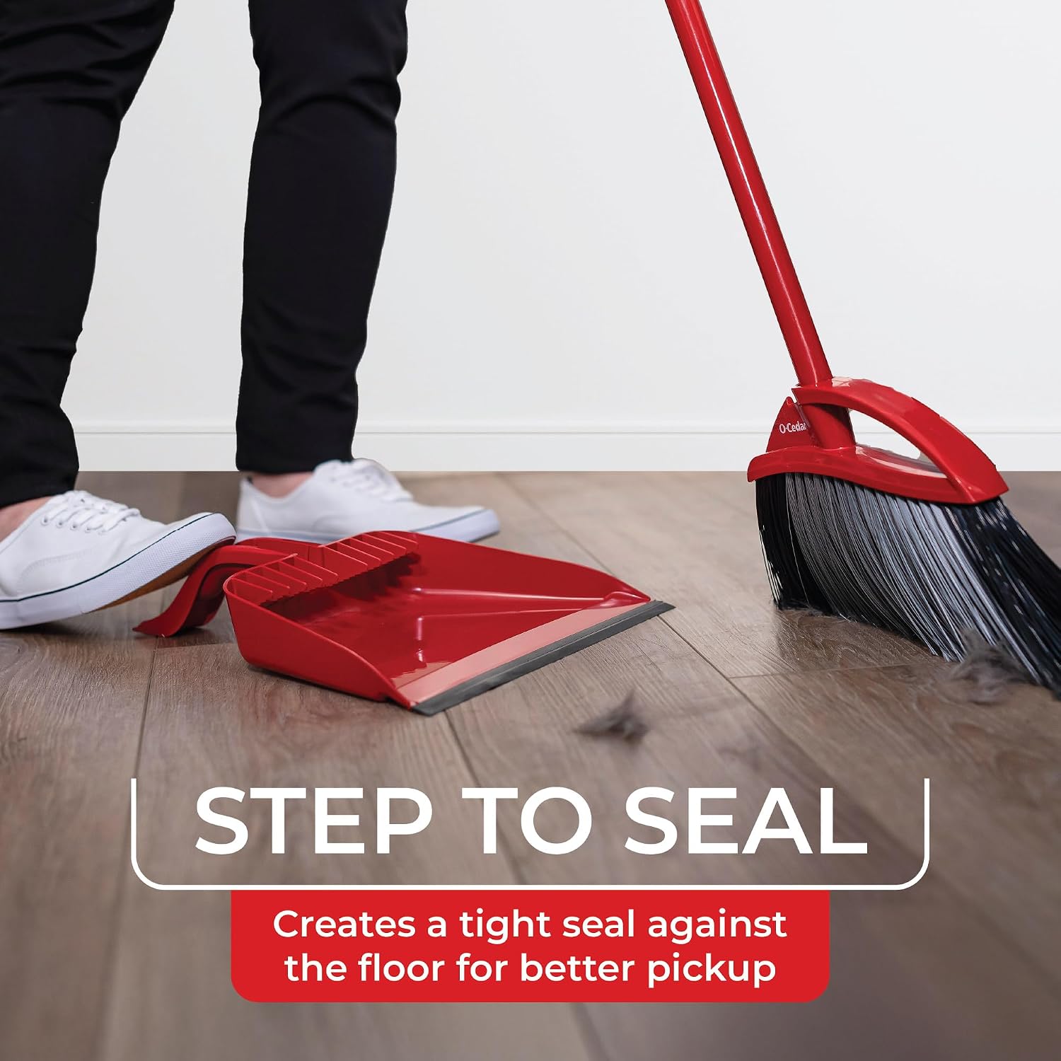 O-Cedar Pet Pro Broom with Step-On Dustpan | Removes Over 99% of Dust & Dirt in One Sweep | Removes 3X More Pet Hair | Quiet Cleaning Tool for Cat and Dog Owners
