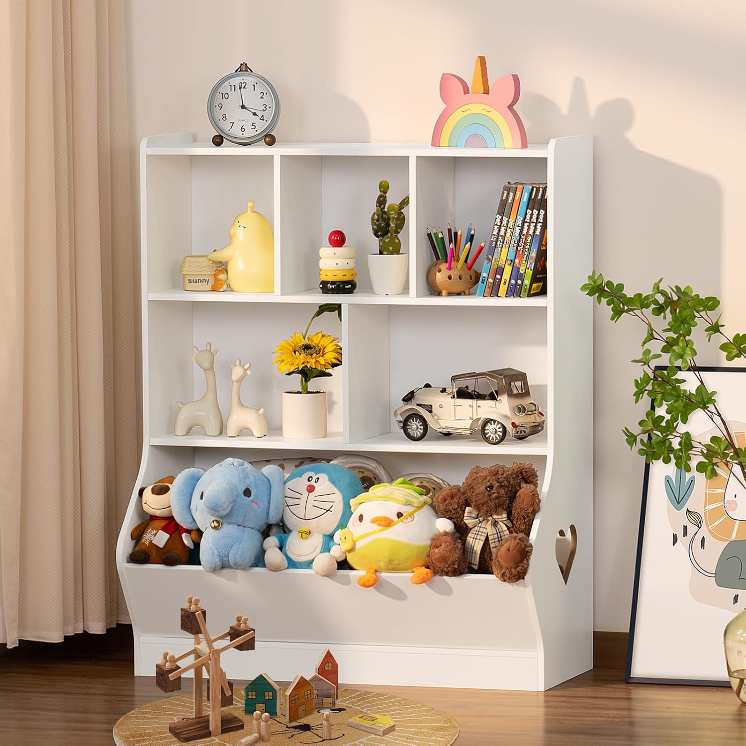 Lerliuo Kids Bookshelf and Toy Storage, 3 Tier Book Shelf for Kids Rooms