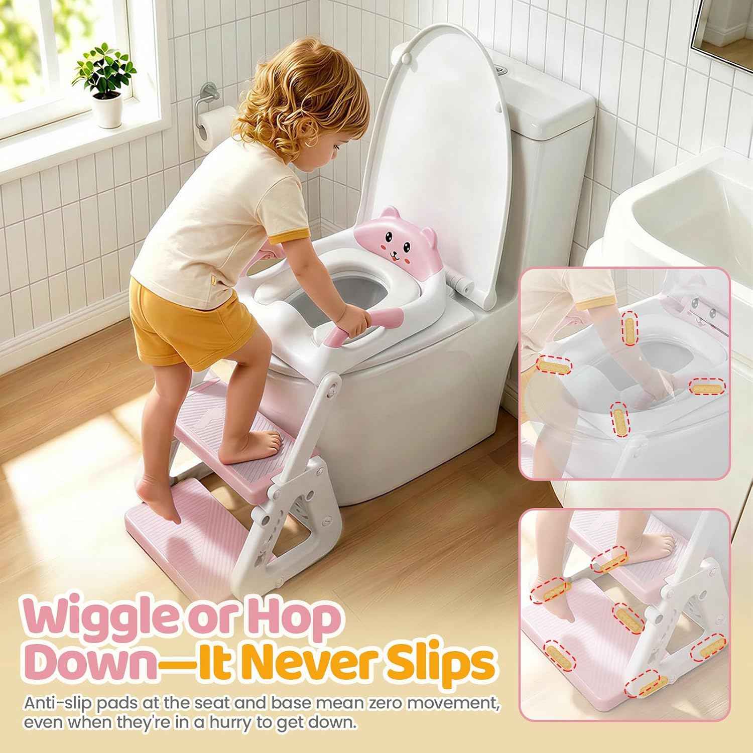 Orzbow Potty Training Seat with Step Stool, Toddler Toilet Seat with Ladder